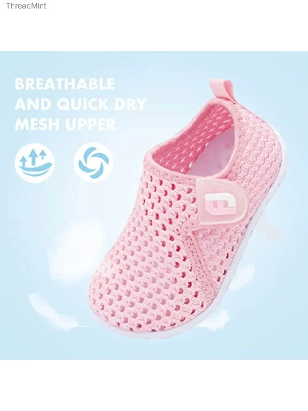 Toddler Water Shoes Slip On Hook & Loop Breathable Barefoot Sneakers